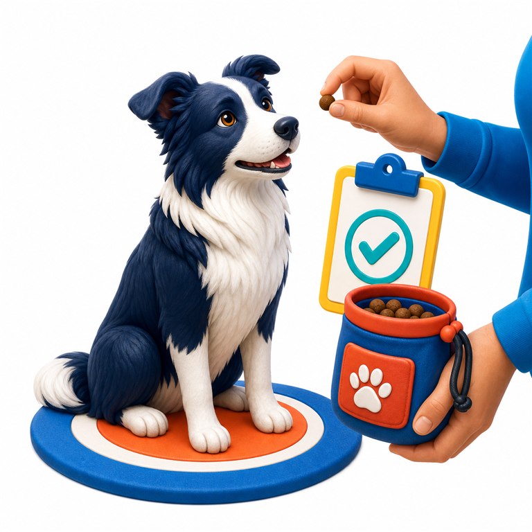 Border collie focused during a private training lesson